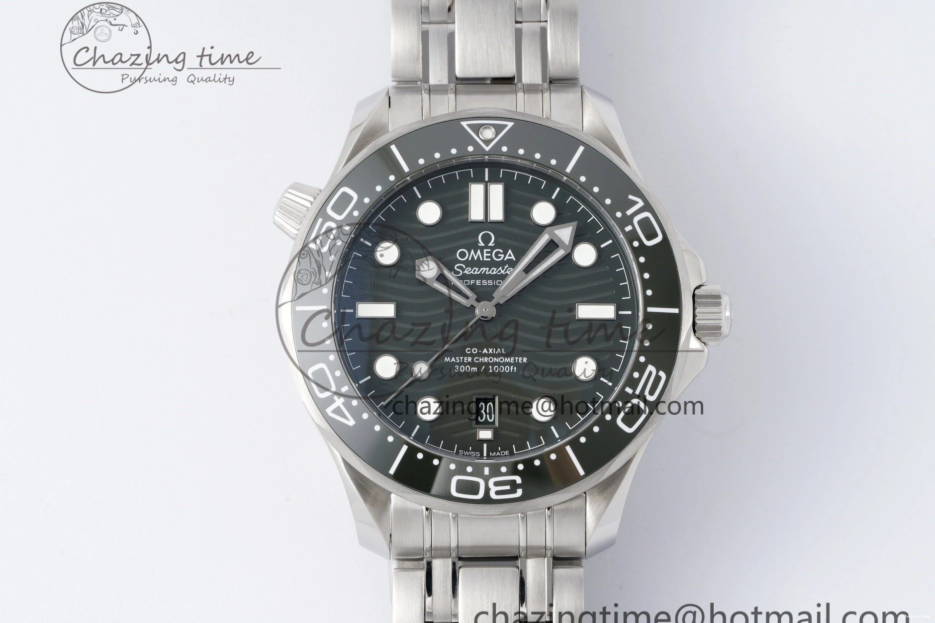 0406 Seamaster Diver 300M ZF 1:1 Best Edition Green Ceramic Green Dial on SS Bracelet A BestValue 7825